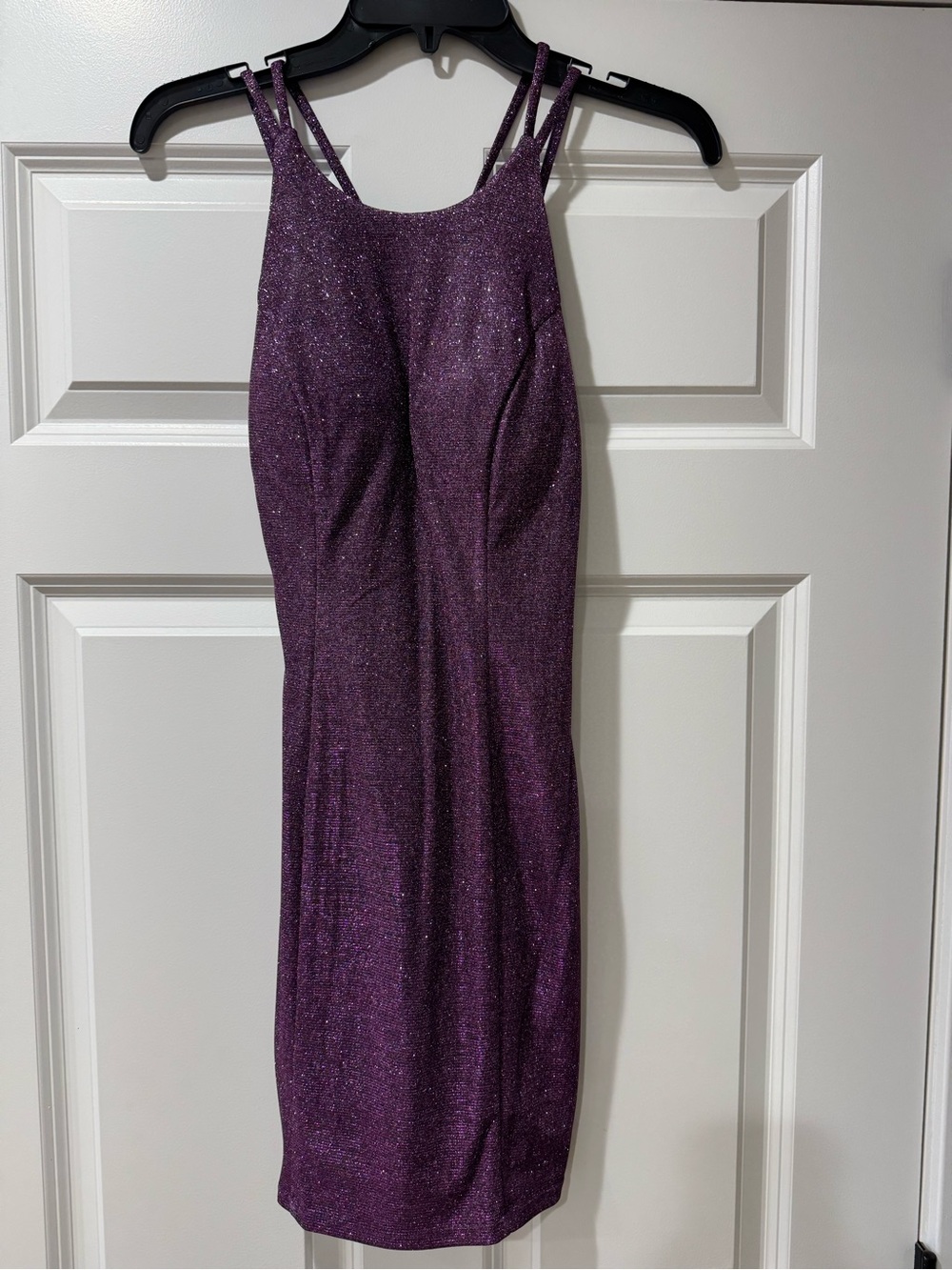 Glitter Purple Mini Dress with Double Straps. Size 3. NWT